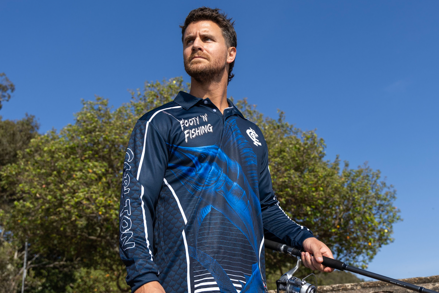 Carlton Mens Footy N Fishing Shirt