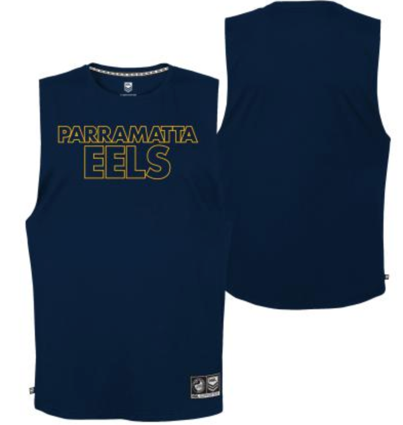 Parramatta Eels Mens Wordmark Muscle Singlet