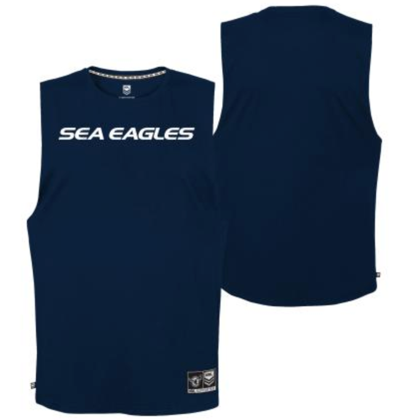 Manly Warringah Sea Eagles Mens Wordmark Muscle Singlet