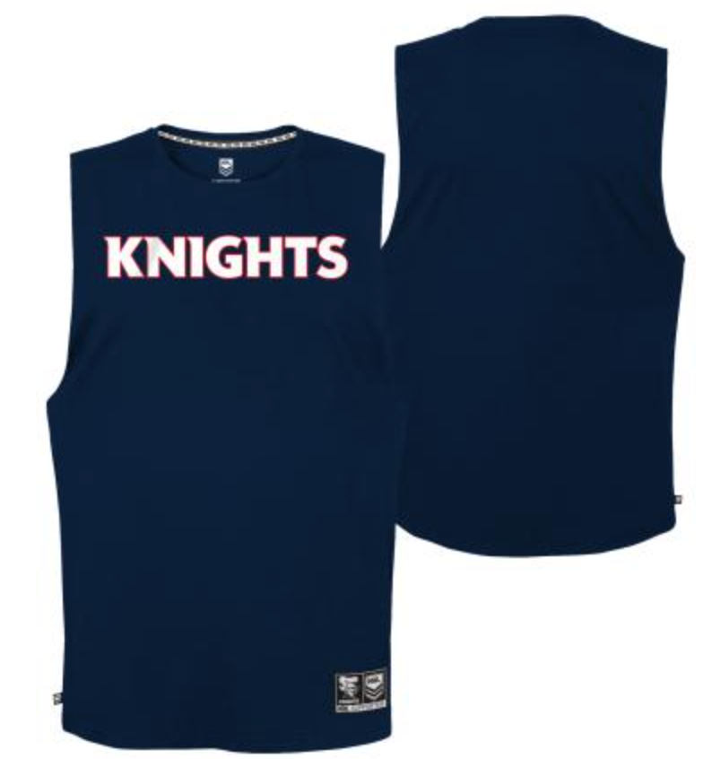 Newcastle Knights Mens Wordmark Muscle Singlet