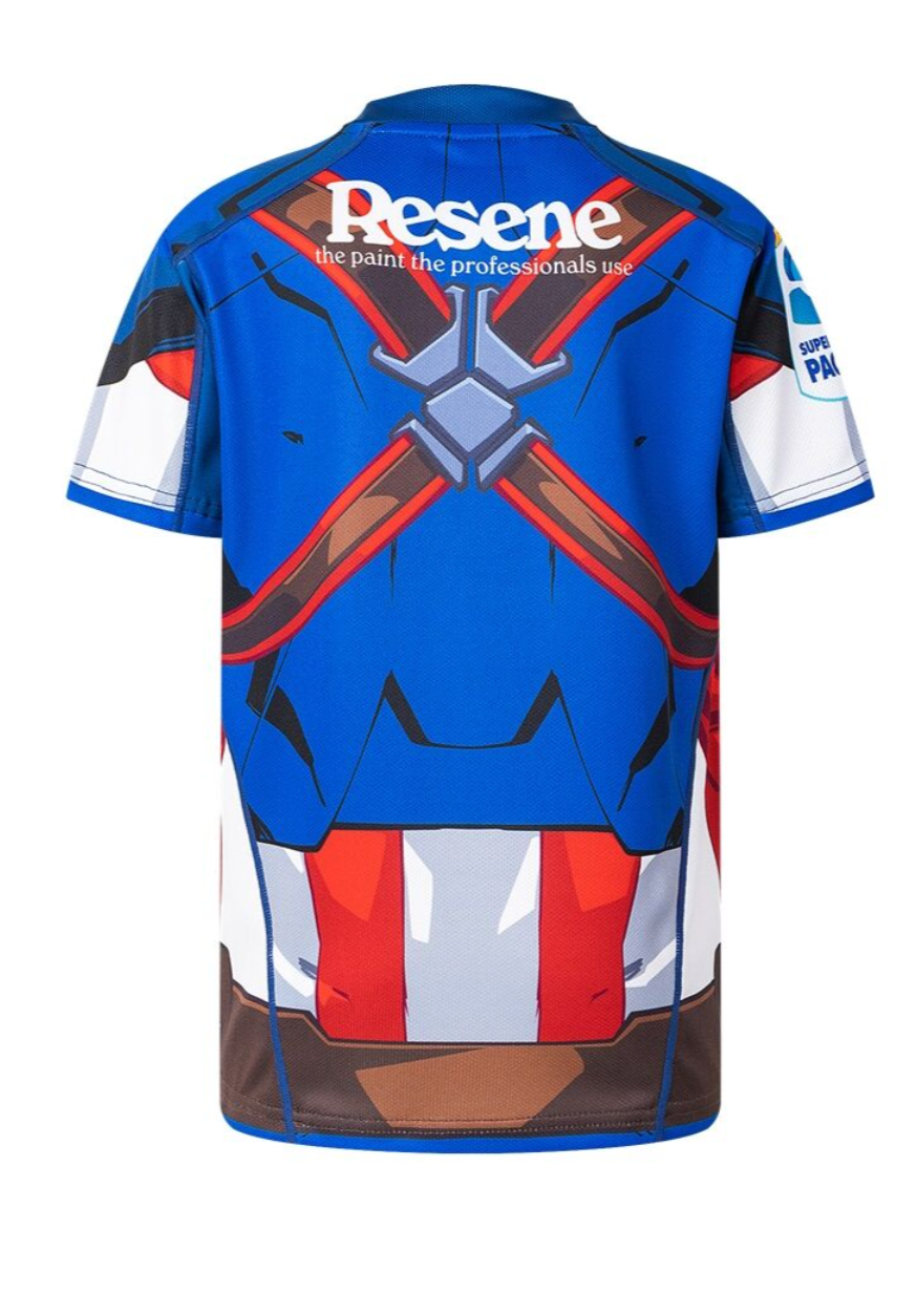 Hurricanes 2025 Marvel Super Rugby Youth Captain America Jersey