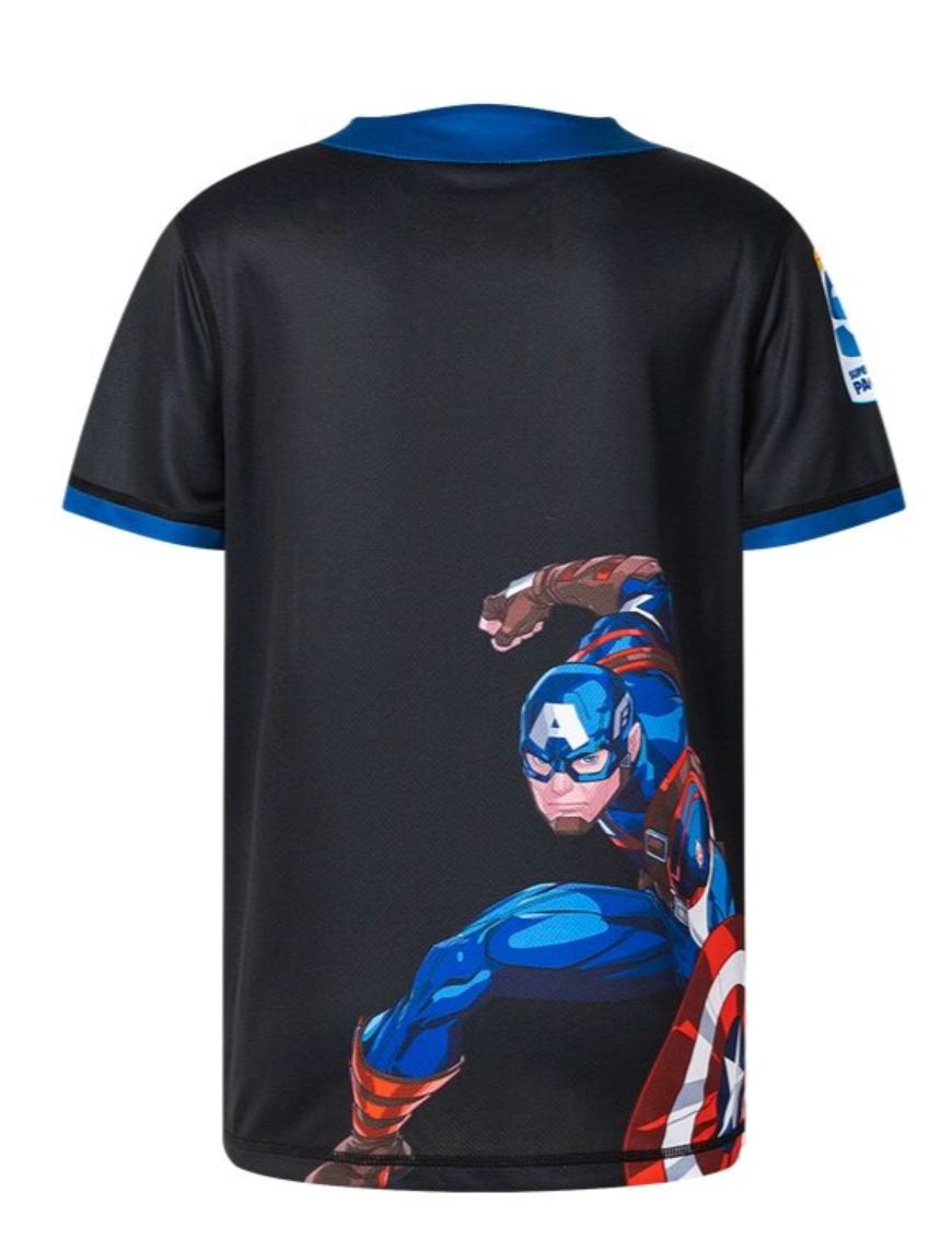 Hurricanes 2025 Marvel Super Rugby Youth Captain America Warm Up Tee
