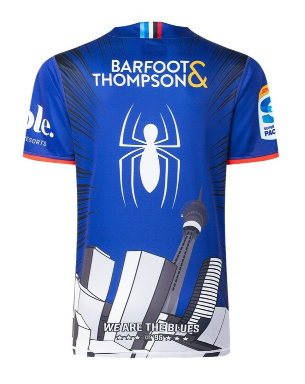 Auckland Blues 2025 Marvel Super Rugby Mens Spiderman Warm Up Tee