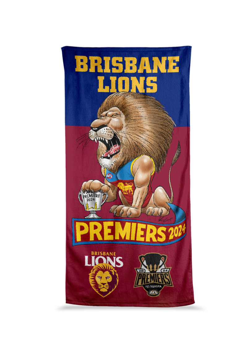 Brisbane Lions AFL Premiers Mark Knight Beach Towel