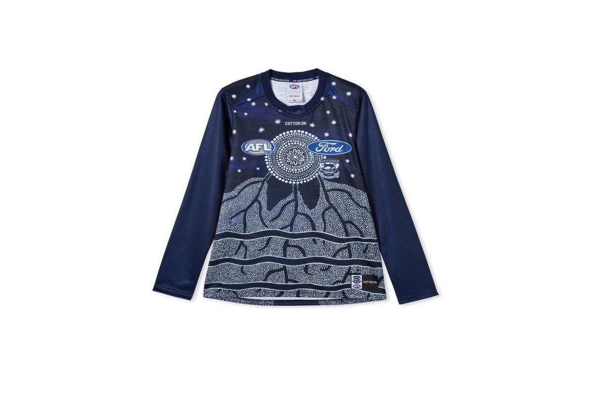 Geelong Cats AFL COTTON-ON Mens LS Indigenous Guernsey | Navy