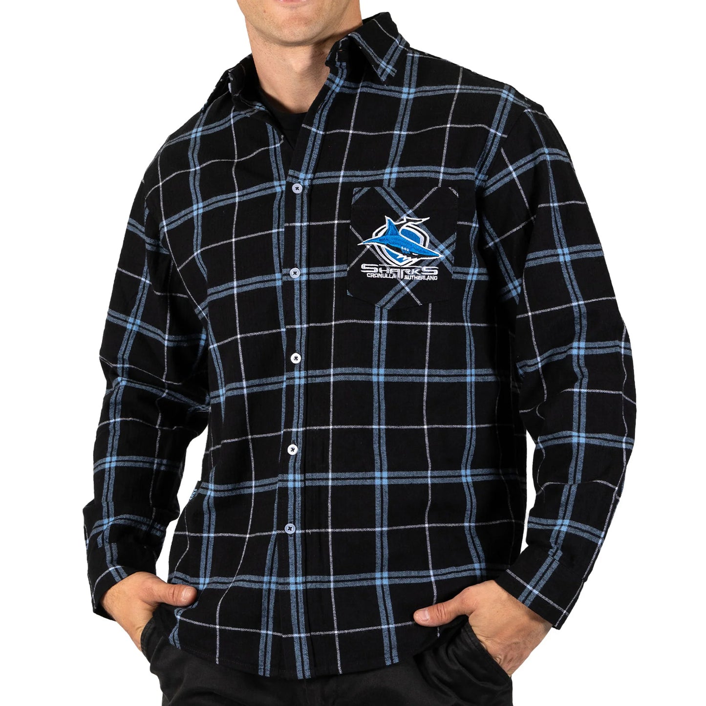 Cronulla Sharks NRL Adults Mustang Flannel Shirt