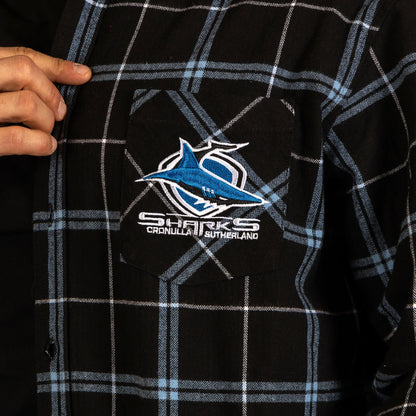 Cronulla Sharks NRL Adults Mustang Flannel Shirt