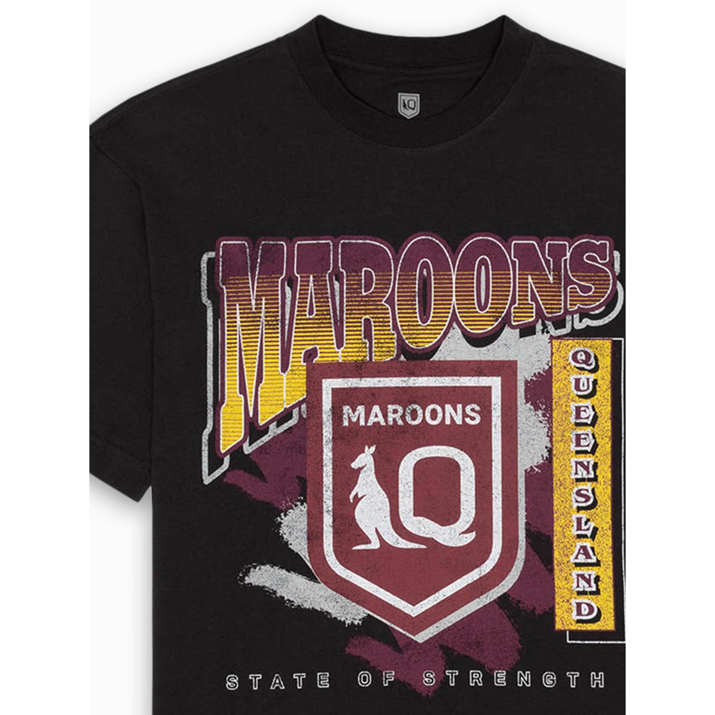 Queensland Maroons Black Brush Off Tee