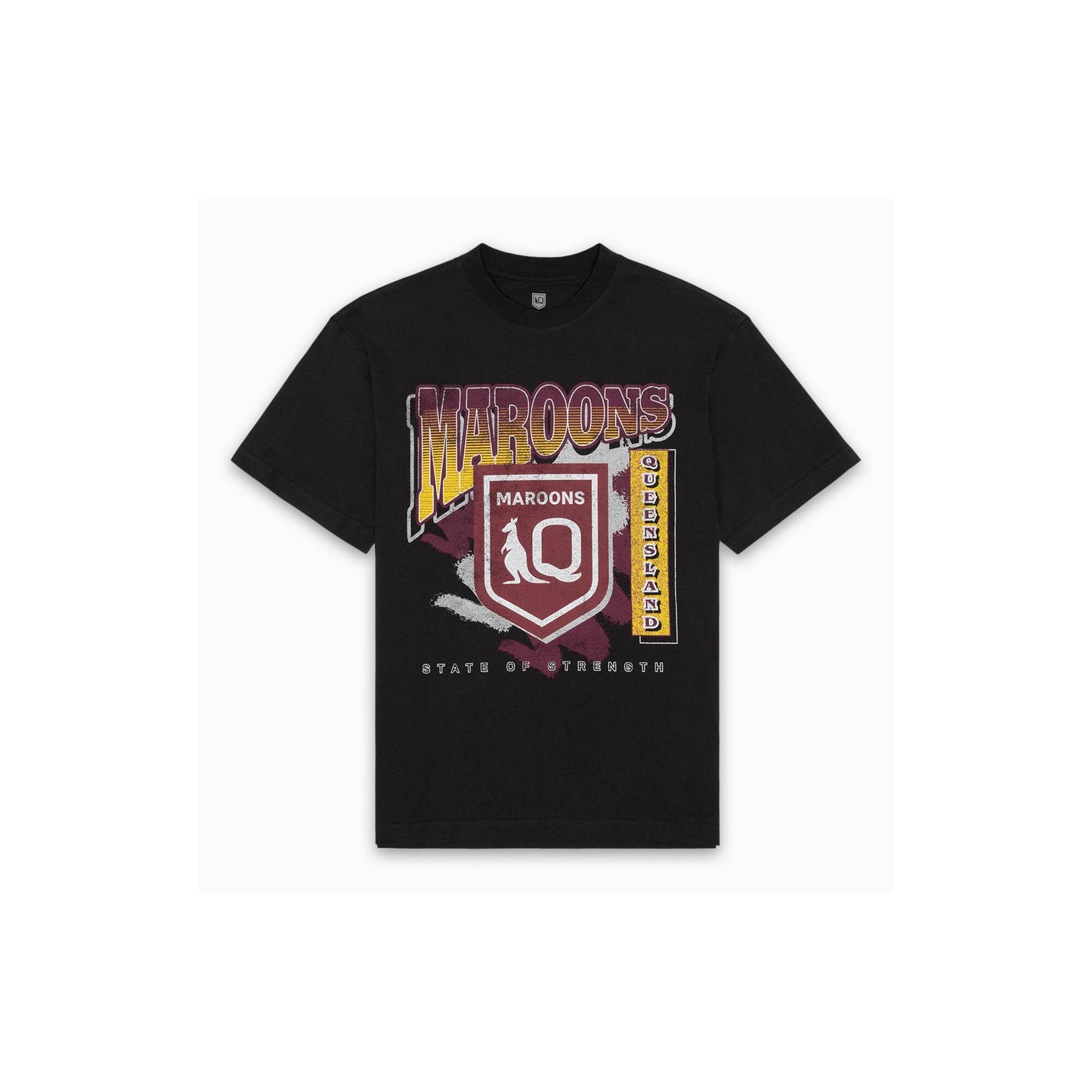 Queensland Maroons Black Brush Off Tee