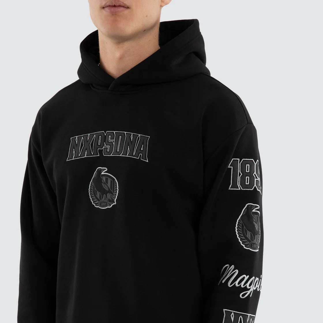 Collingwood Magpies AFL Simulation Hoodie Jet Black