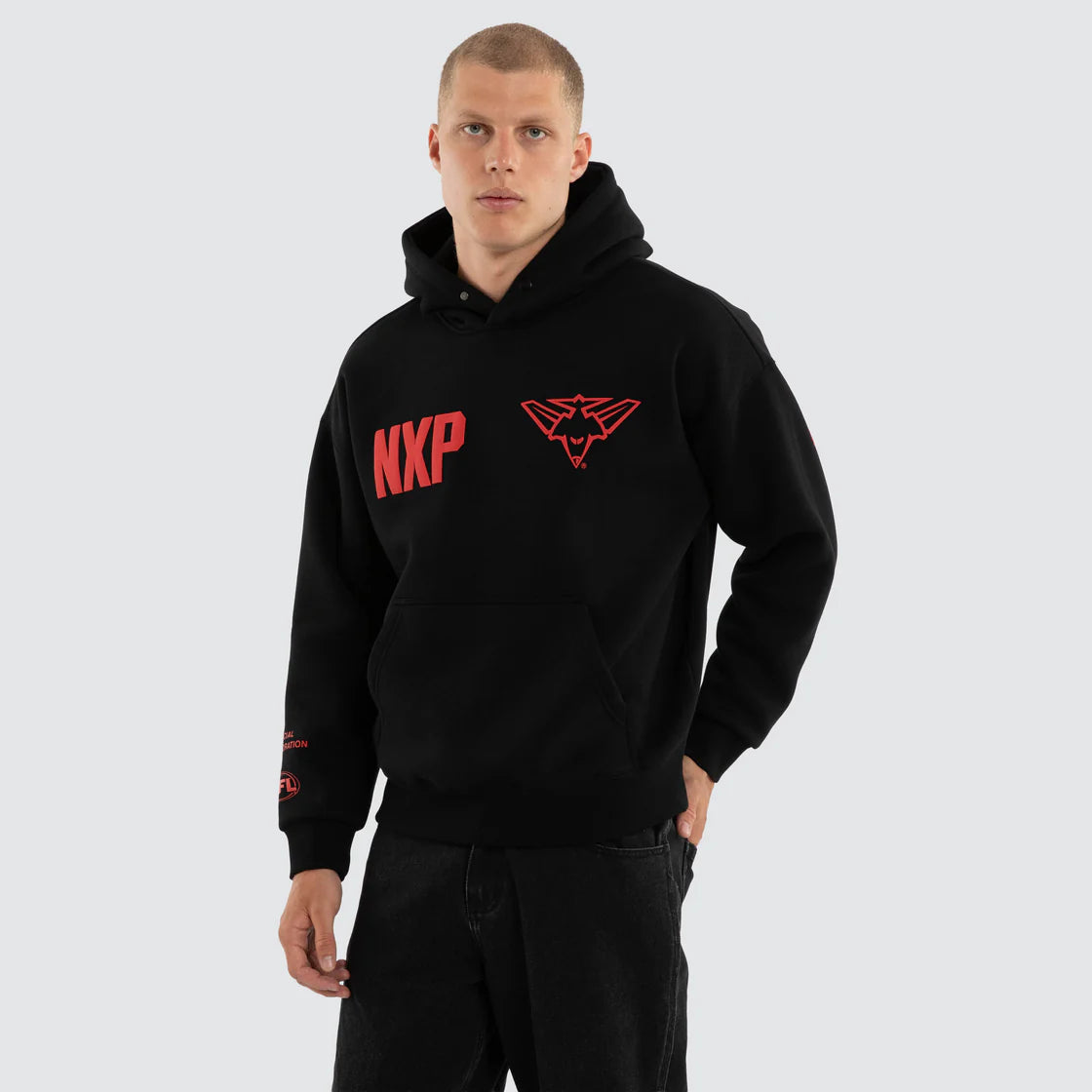 Essendon Bombers AFL Mens Top Tier Hoodie Jet Black