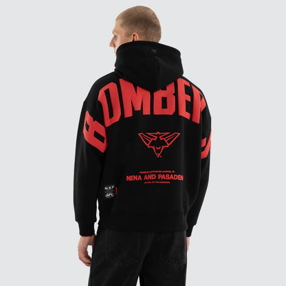 Essendon Bombers AFL Mens Top Tier Hoodie Jet Black