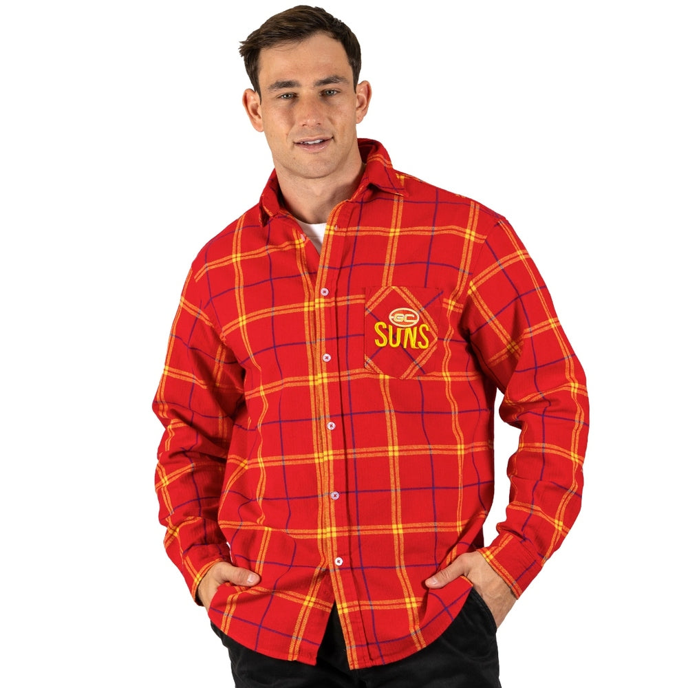 AFL Gold Coast Suns Adults Mustang Flannel Shirt
