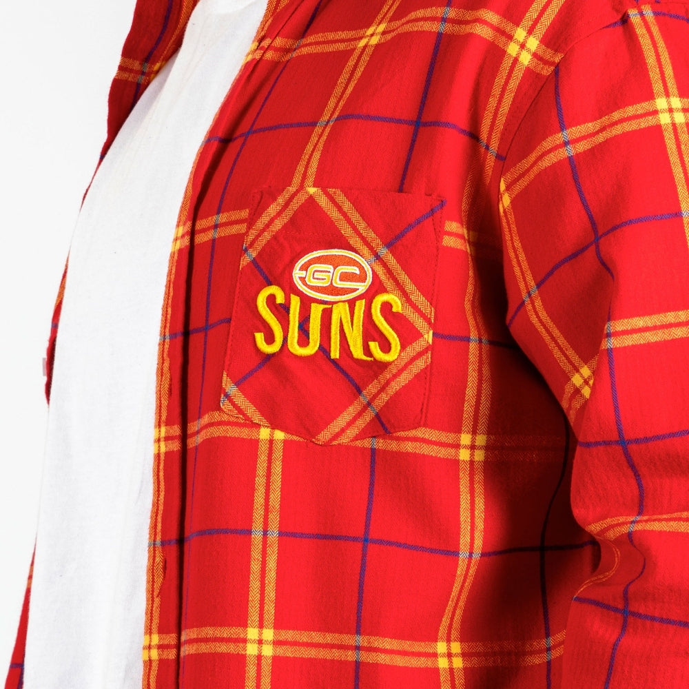 AFL Gold Coast Suns Adults Mustang Flannel Shirt