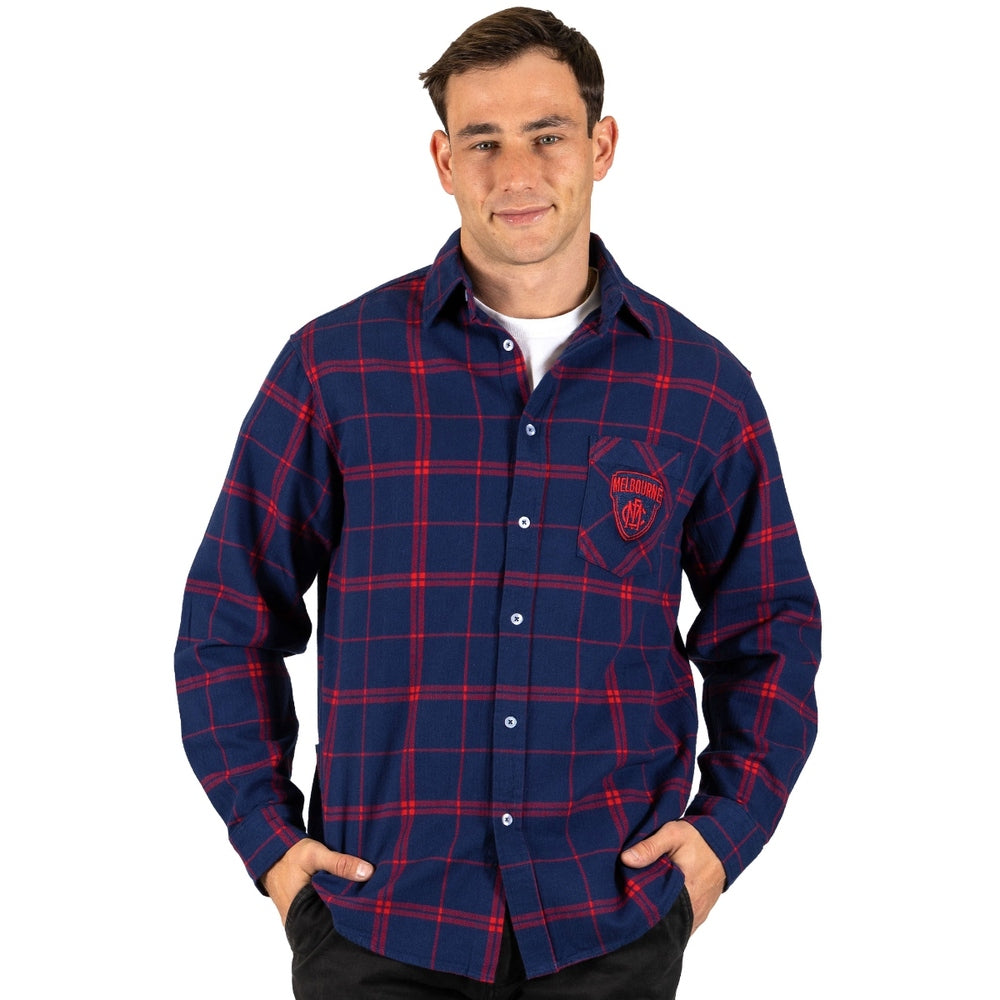 AFL Melbourne Demons Adults Mustang Flannel Shirt