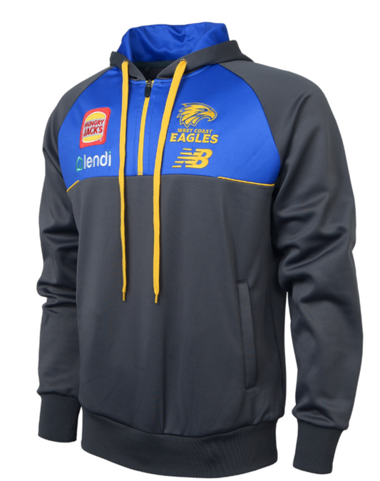 West Coast Eagles New Balance Men's Half Zip Player Hoody Charcoal