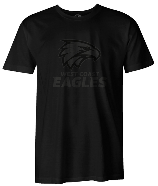 West Coast Eagles Stealth Tee Black on Black