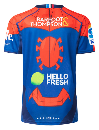 Auckland Blues 2025 Marvel Super Rugby Mens Spiderman Jersey