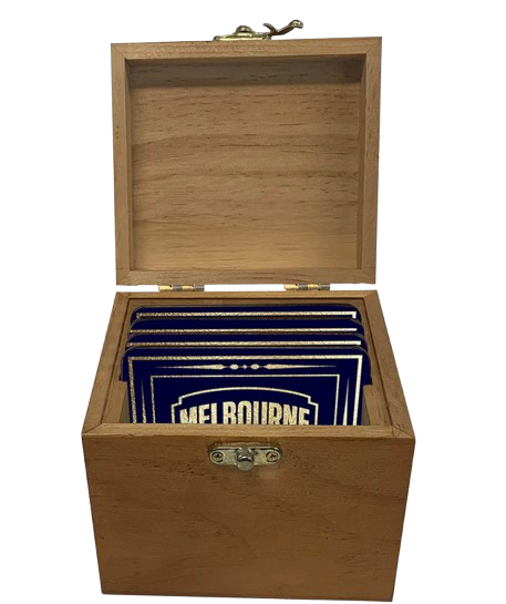 Melbourne Demons Wooden Box Drink Coasters (4)