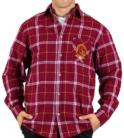 Brisbane Broncos NRL Adults  Mustang Flannel Shirt
