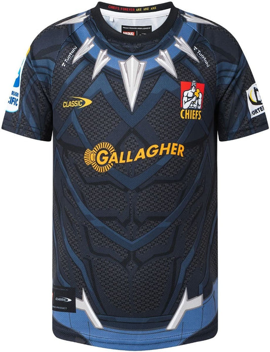 Waikato Chiefs Rugby Union Kids Black Panther Marvel Jersey