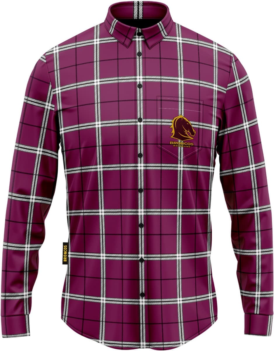 Brisbane Broncos NRL Adults  Mustang Flannel Shirt