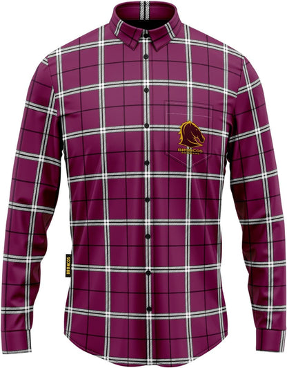 Brisbane Broncos NRL Adults  Mustang Flannel Shirt