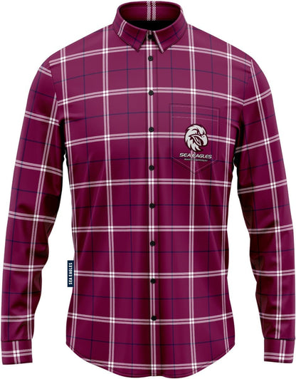 Manly Sea Eagles NRL Mens Mustang Flannel Shirt